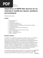 NHS - Application of HEPA Filter Devices For Air Cleaning in Healthcare Spaces