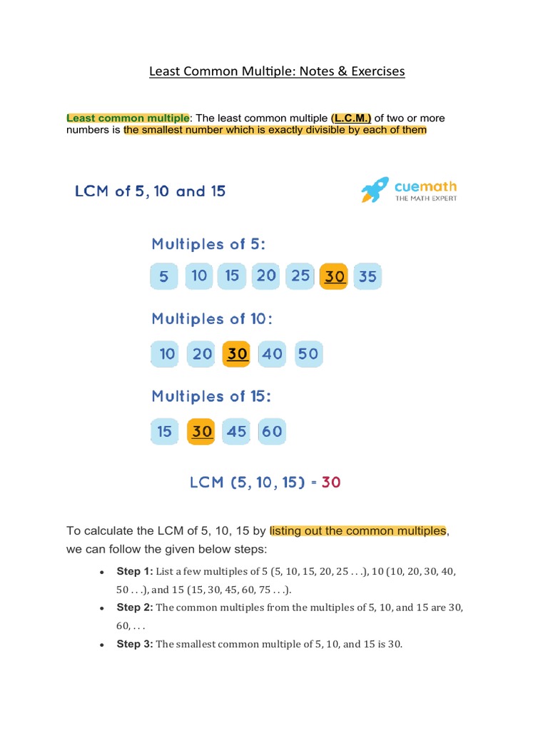 LCM - Notes & Exercises | PDF