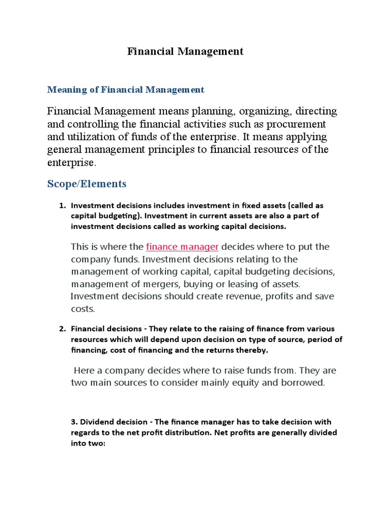 Financial Management 2 | PDF | Financial Capital | Investing