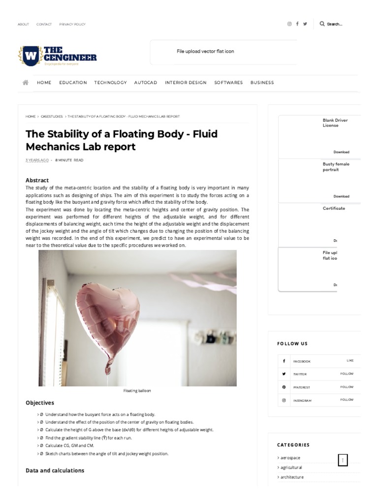Floating Body Stability Lab Report | PDF | Buoyancy | Metrology
