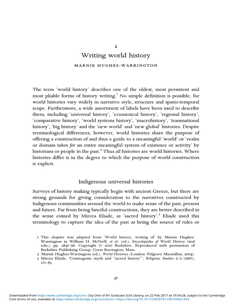 HughesWarrington, M. Writing World History PDF World Systems Theory