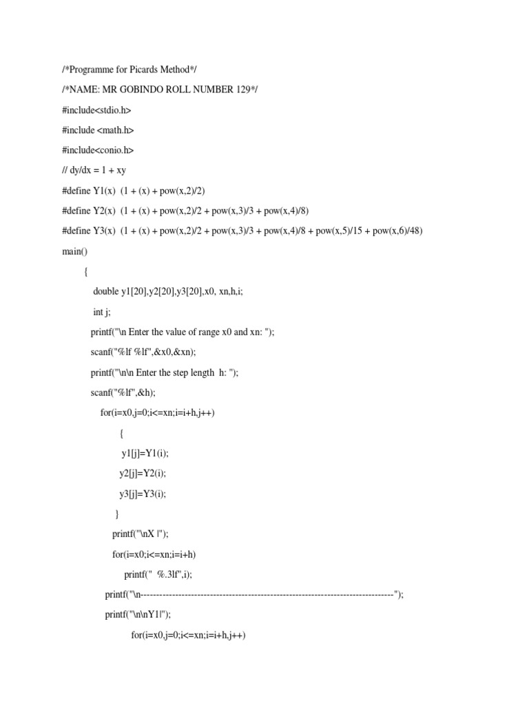 Programme For Picards Method | PDF | Teaching Methods & Materials
