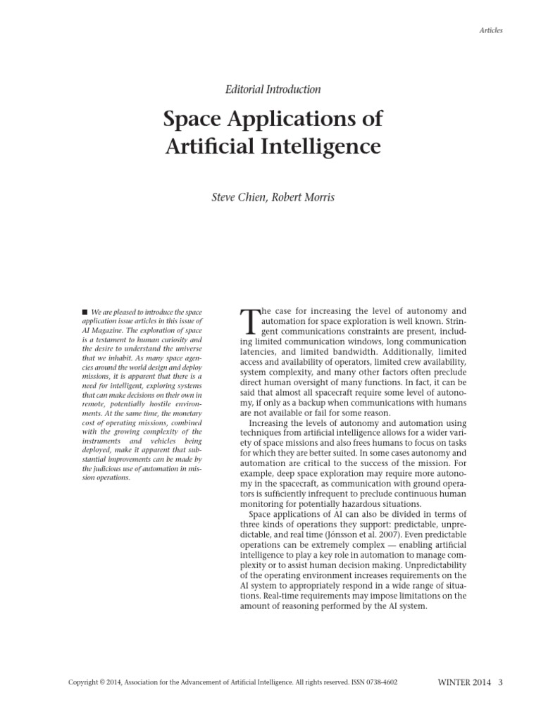 Space Applications of Artificial Intelligence PDF Artificial