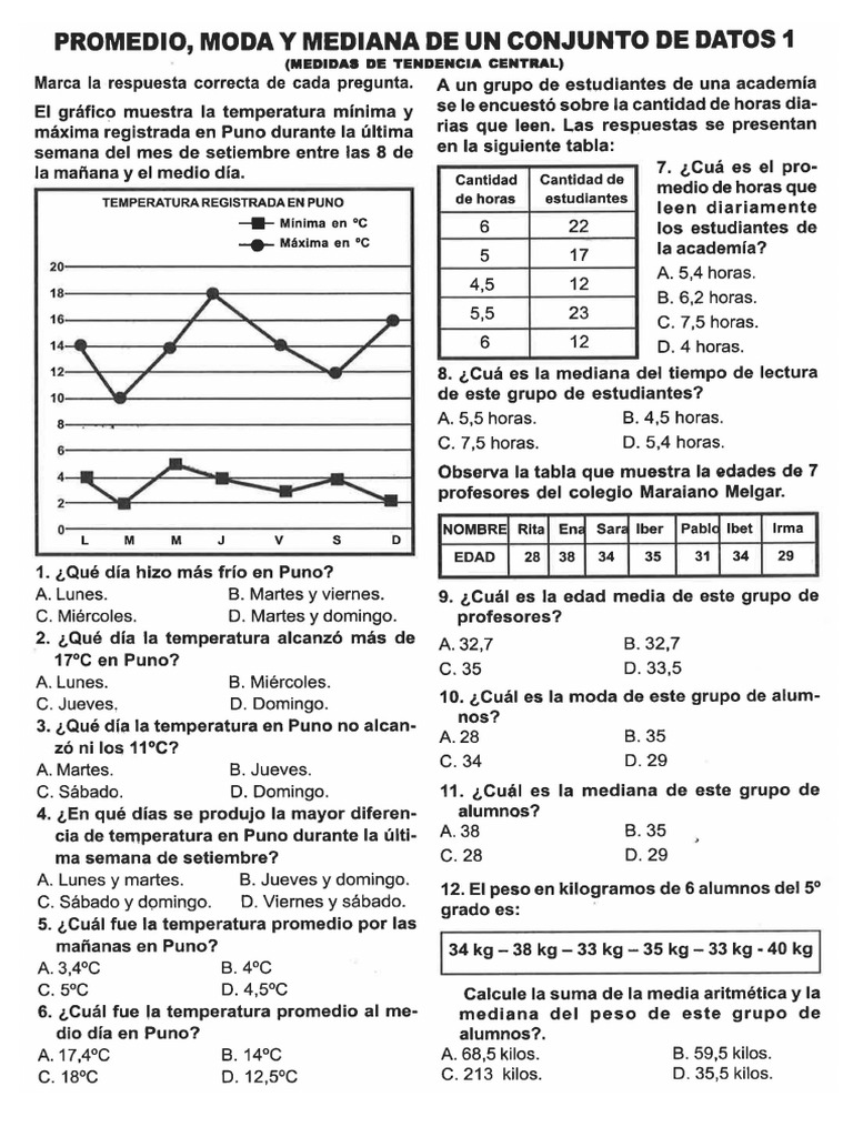 Ficha 25042024 promedio moda mediana de un conjunto de datos pdf