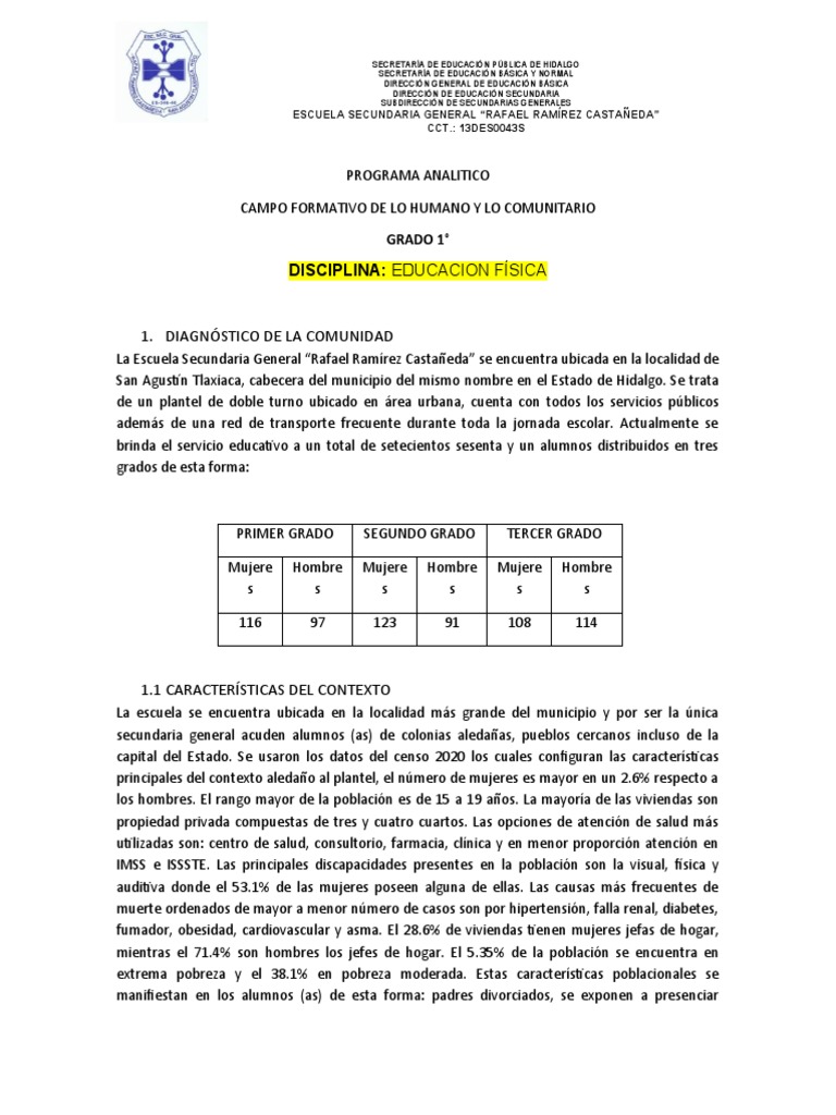Educacion Fisica Programa Analitico Pdf Inclusión Educación