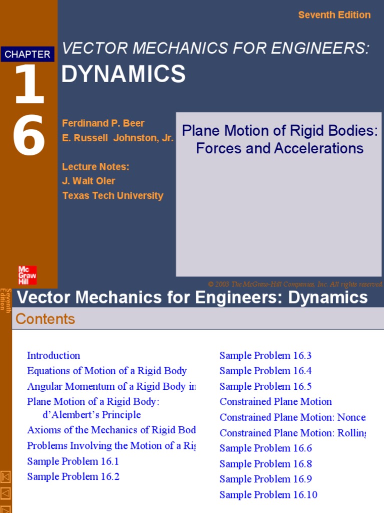 Dynamics - Chapter 16 (Beer7) | PDF | Kinematics | Force