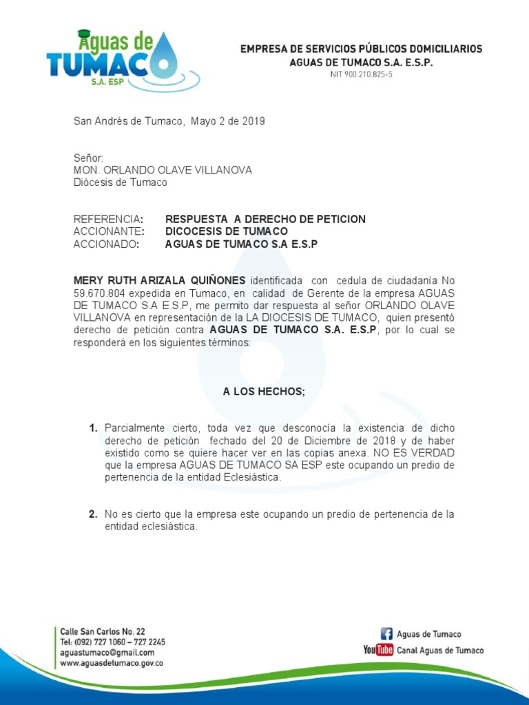 Modelo Respuesta Derecho de Peticion | PDF | Propiedad | Justicia