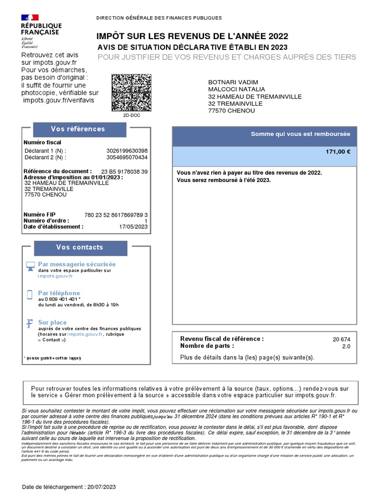Contestation de l'avis d'imposition 2023 | PDF | Impôt sur le revenu ...