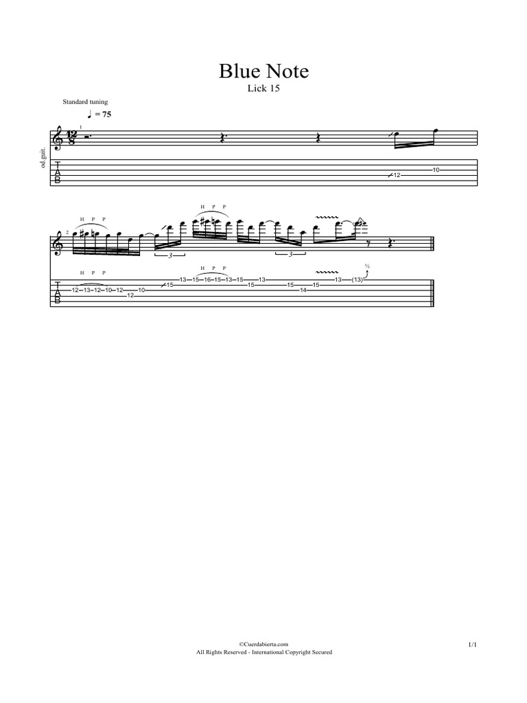 Blue Note Guitar Lick PDF