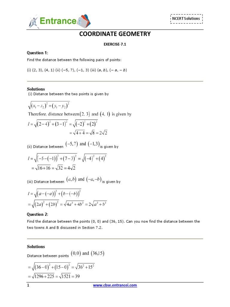 Coordinate Geometry PDF Triangle Area