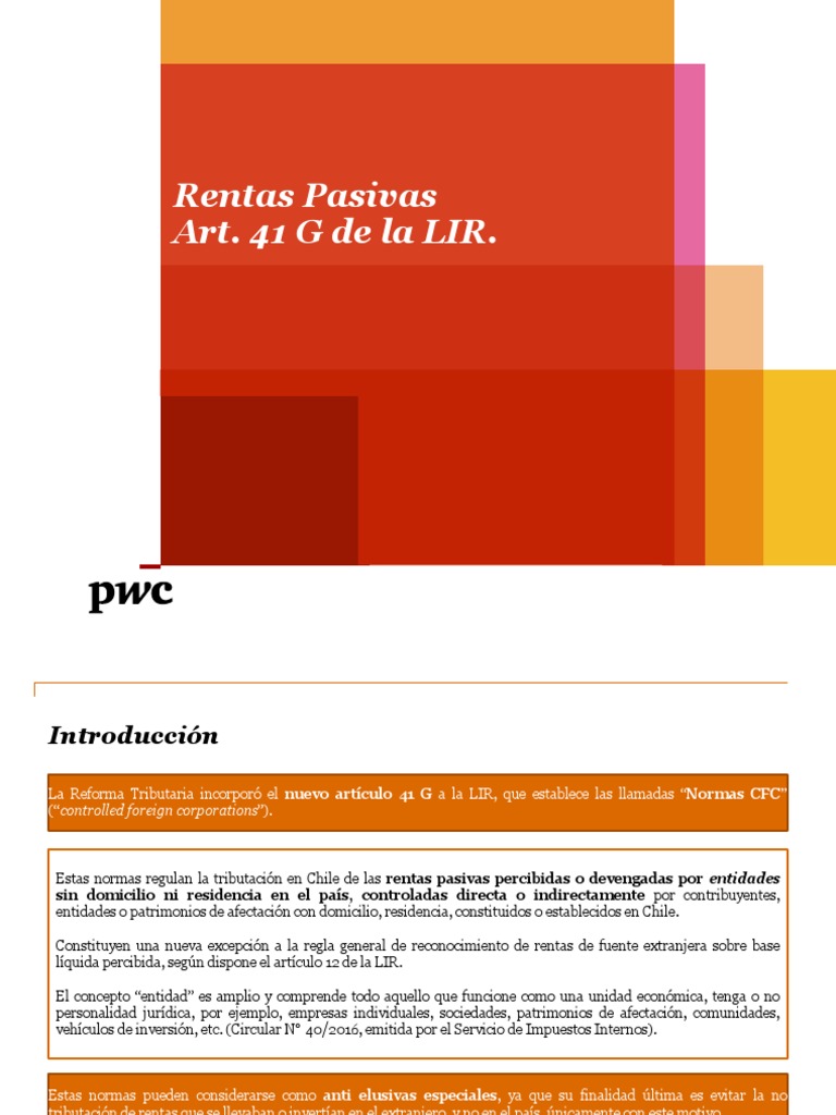 Definición de Rentas Pasivas en Chile | PDF | Impuestos | Dividendo