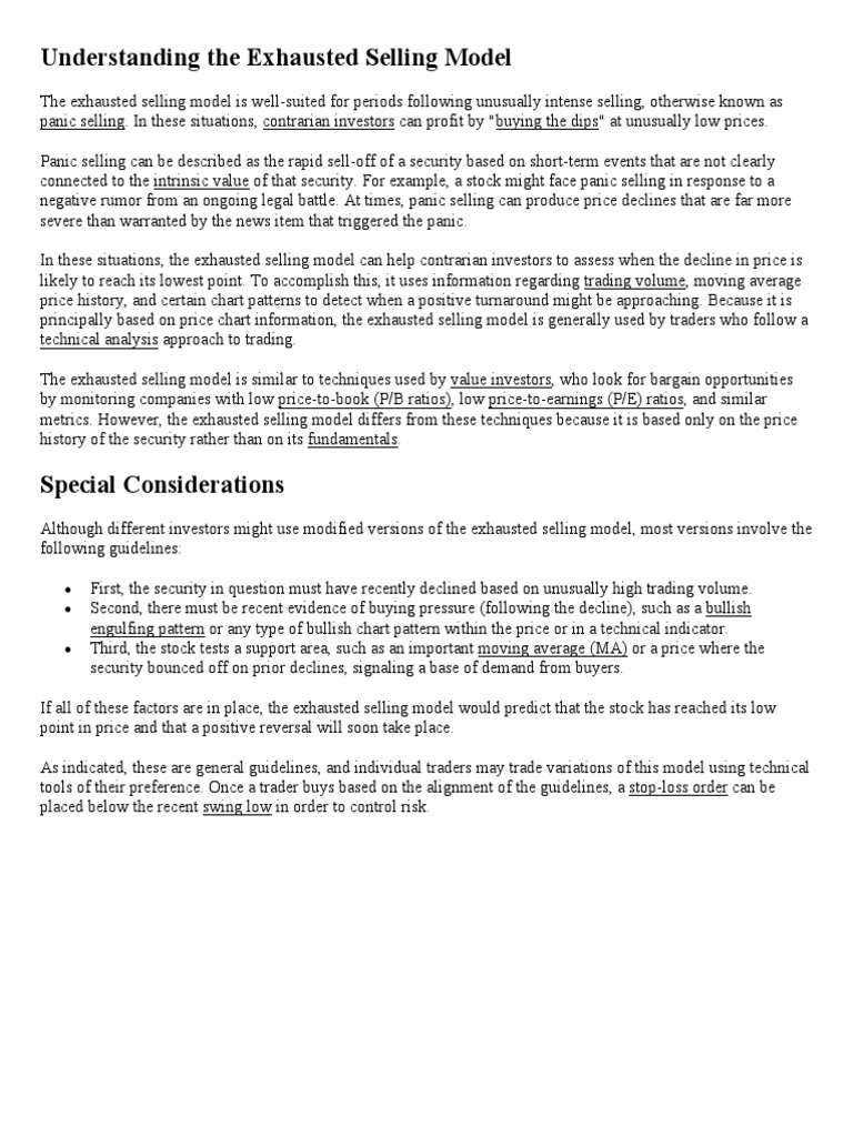 Exhausted Selling Model Explained | PDF | Market Trend | Microeconomics