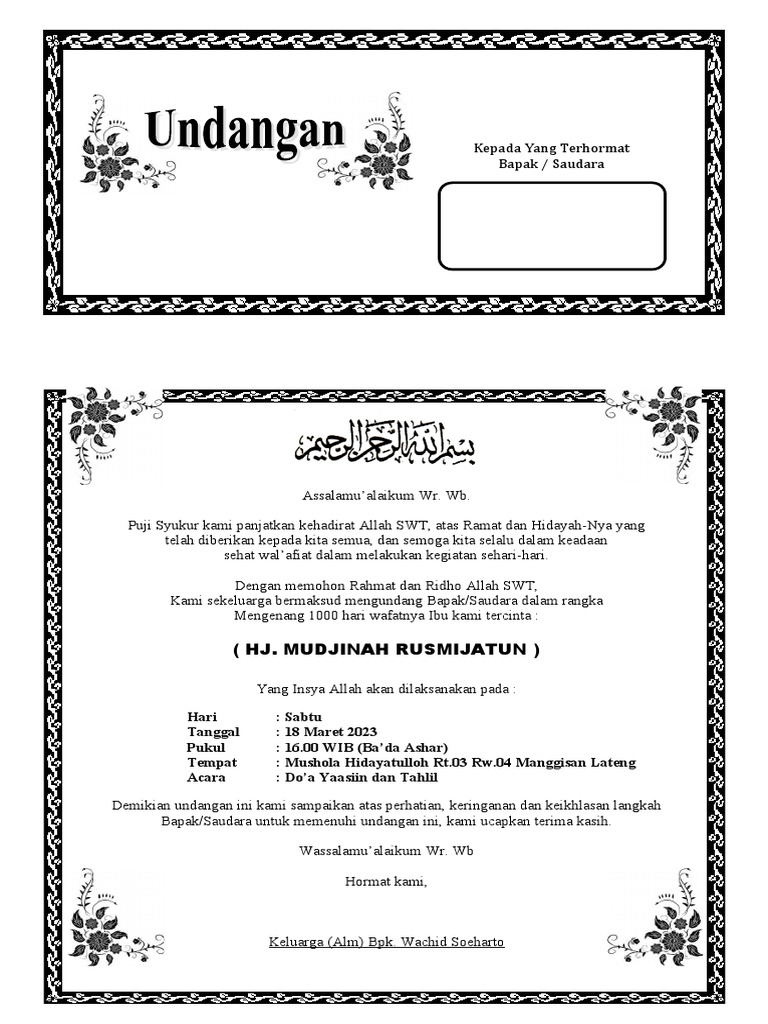 Undangan Tahlil | PDF