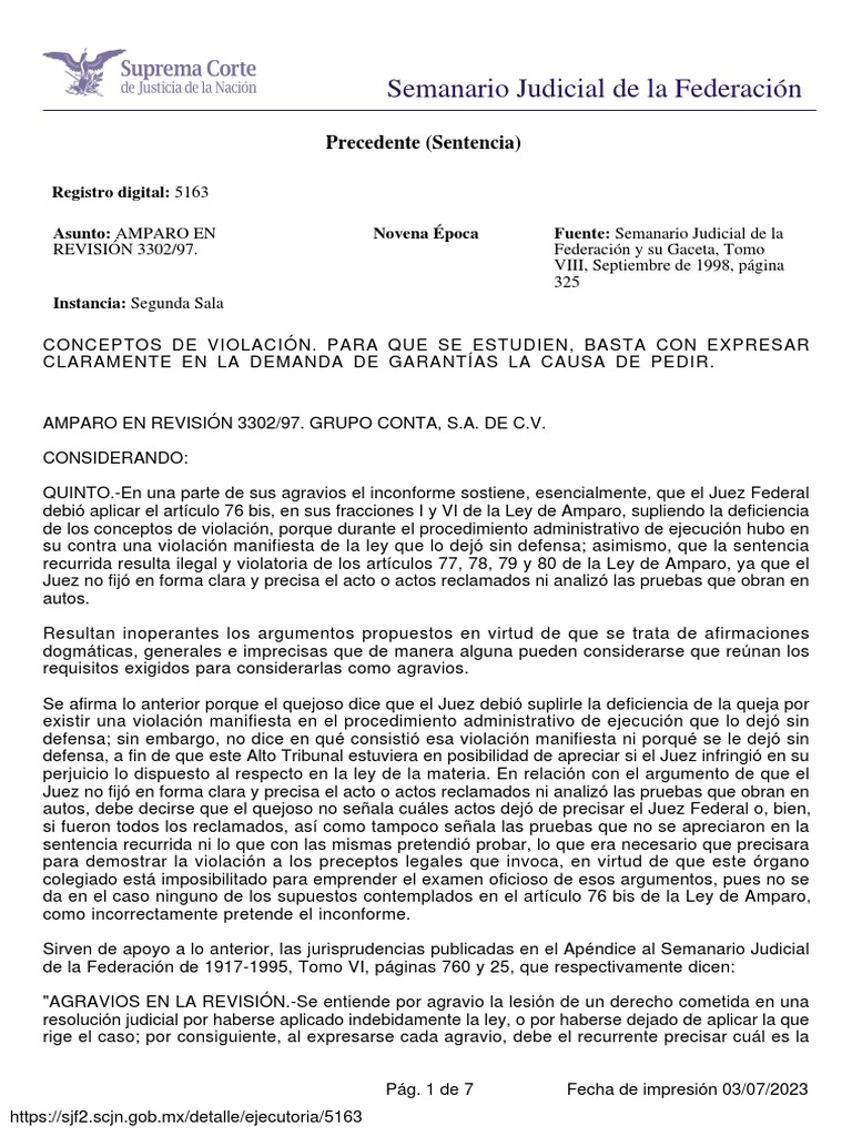 Agravios en Amparo: Requisitos y Análisis | PDF | Sentencia (ley ...
