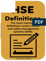 Most Common HSE Definitions