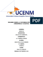 RESUMEN SOBRE LA CONTAMINACIÓN HÍDRICA Atmosferica y Acustica