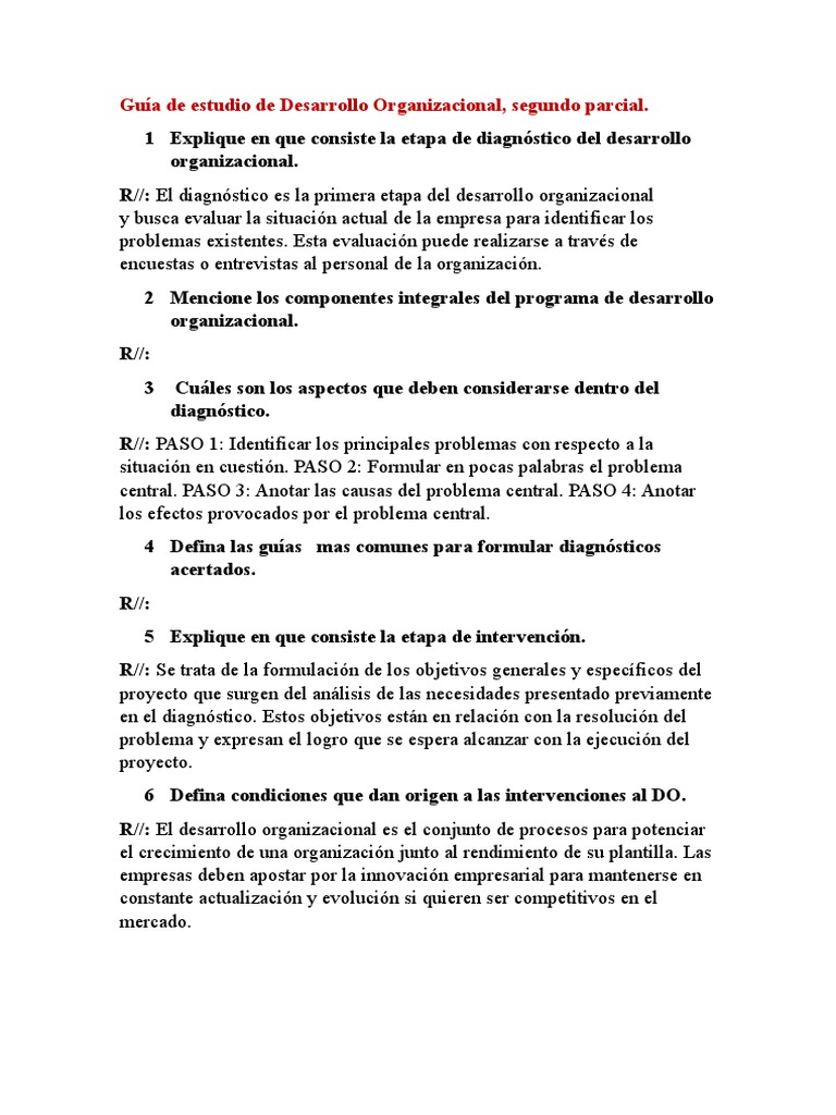 Guía de Desarrollo Organizacional: Diagnóstico y Cambio | PDF ...