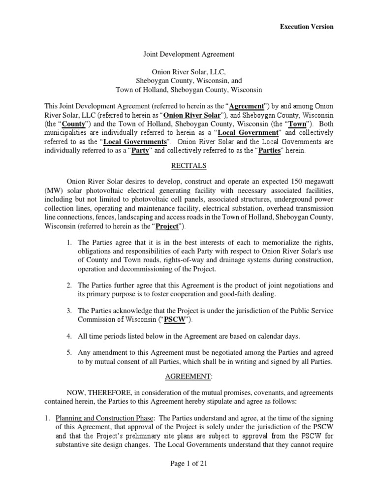 Joint Development Agreement Overview | PDF | Taxes | Property Tax