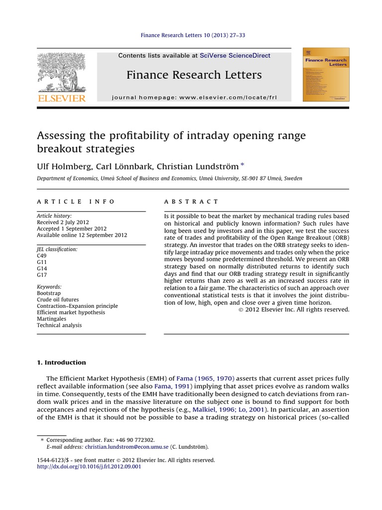 Opening Range Break (ORB) Strategy | PDF | Efficient Market Hypothesis ...