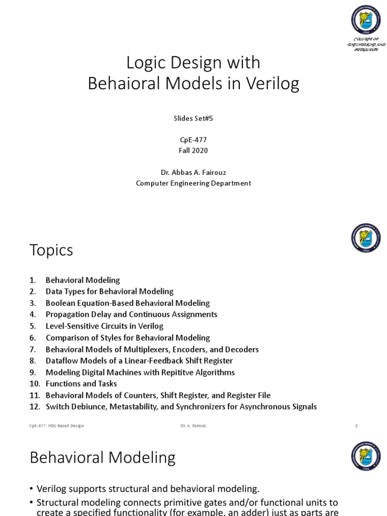 05 Behavioral Verilog | Download Free PDF | Logic Gate | Logic Synthesis