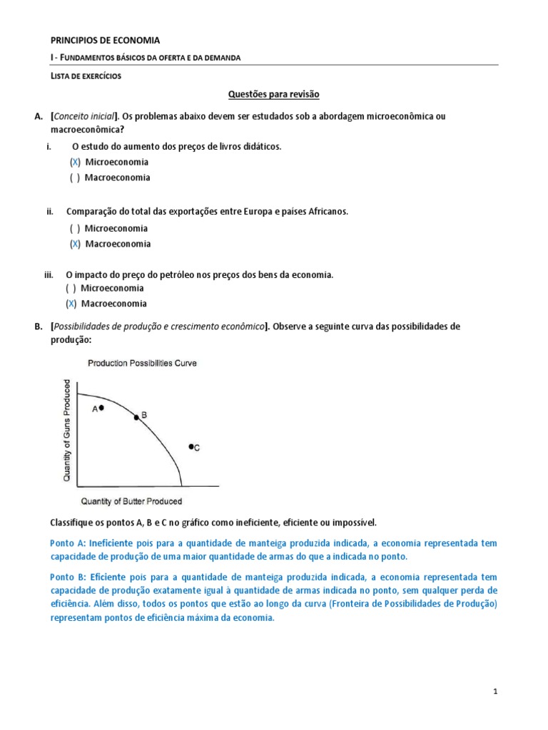 Exercícios de Microeconomia: Oferta e Demanda | PDF | Oferta e procura ...
