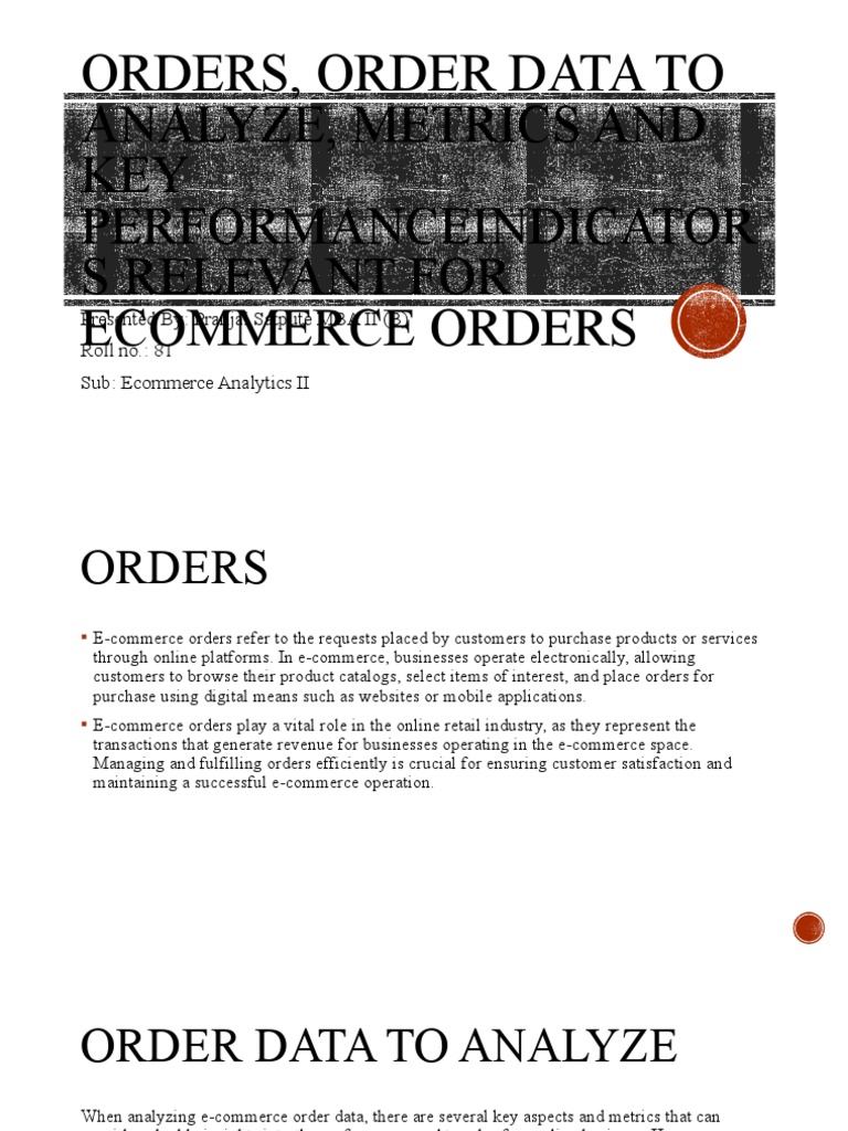 E-commerce Order Analytics Metrics | PDF | E Commerce | Performance ...