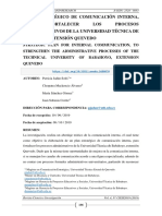 Plan Estratégico de Comunicación Interna, para Fortalecer LOS Procesos Administrativos de La Universidad Técnica de Babhoyo, Extensión Quevedo