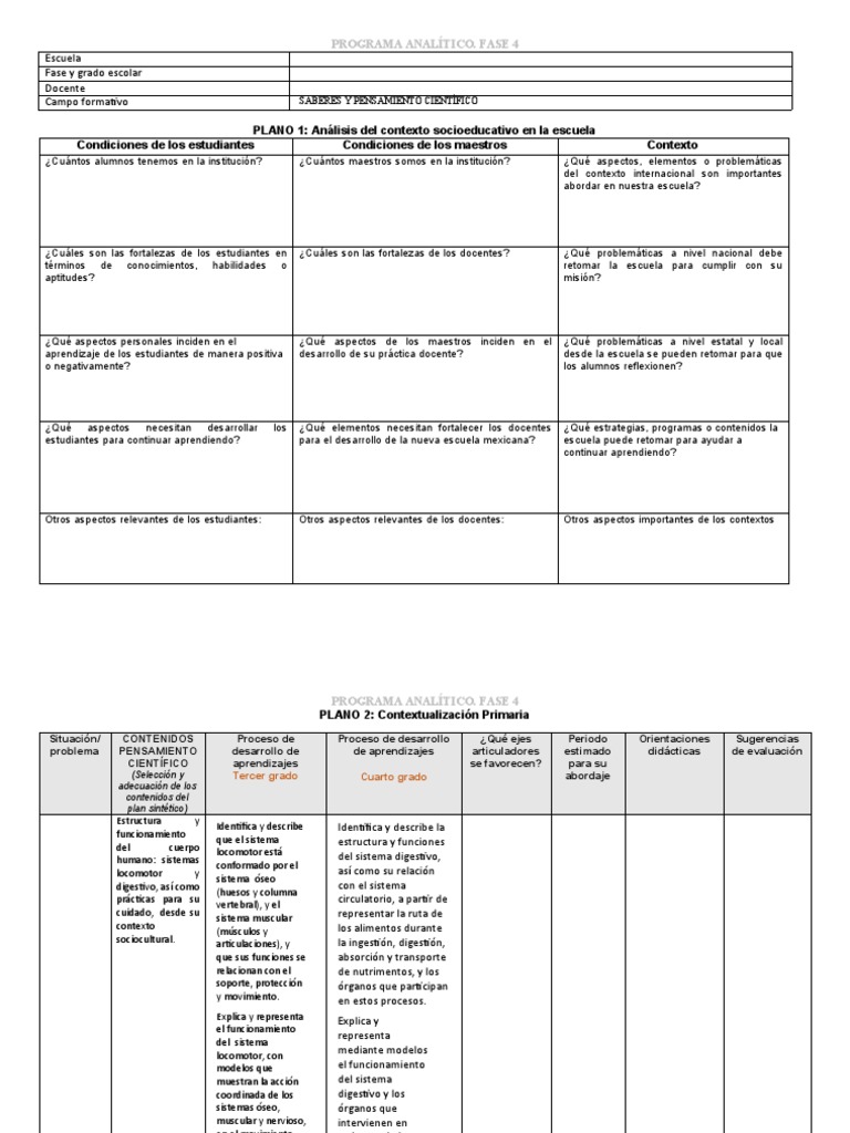 Plan Analítico - Sypc - Fase 4 | PDF | Luna | Suelo