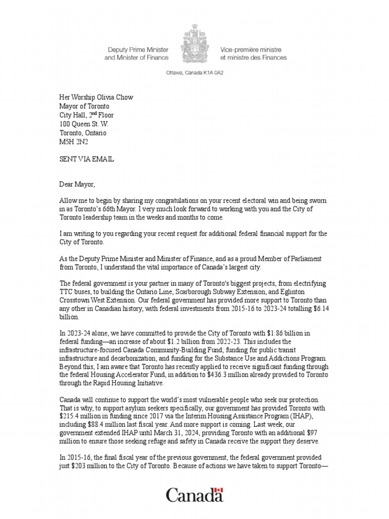 Federal Funding Support for Toronto | PDF | Toronto | Economies
