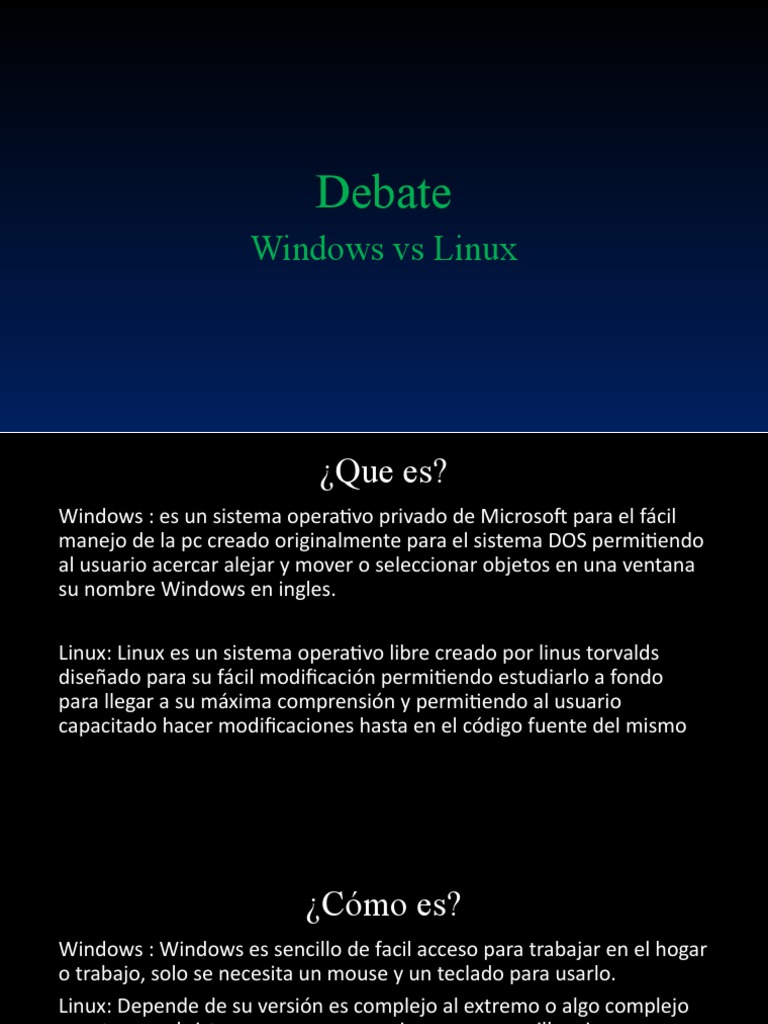 Comparativa: Windows vs Linux | PDF | Microsoft Windows | Mac OS