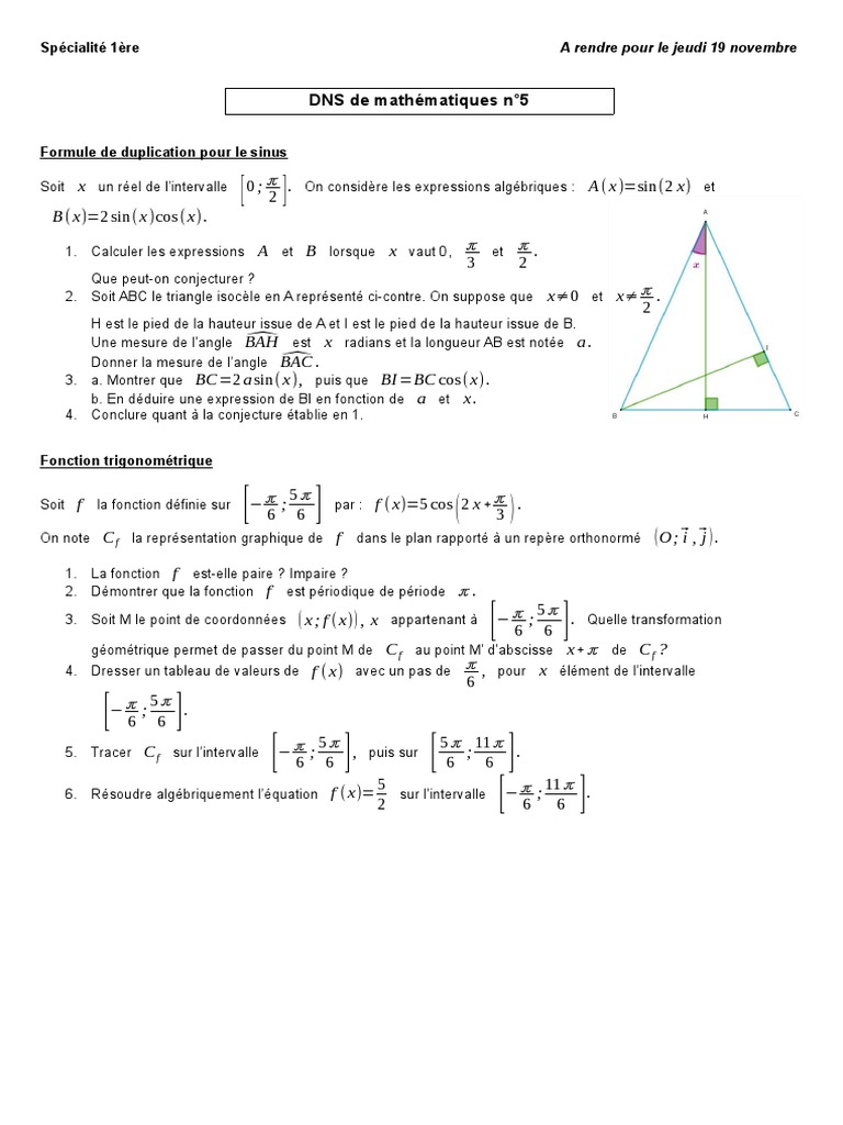 Formule de Duplication du Sinus PDF Fonction trigonométrique Pi — free download