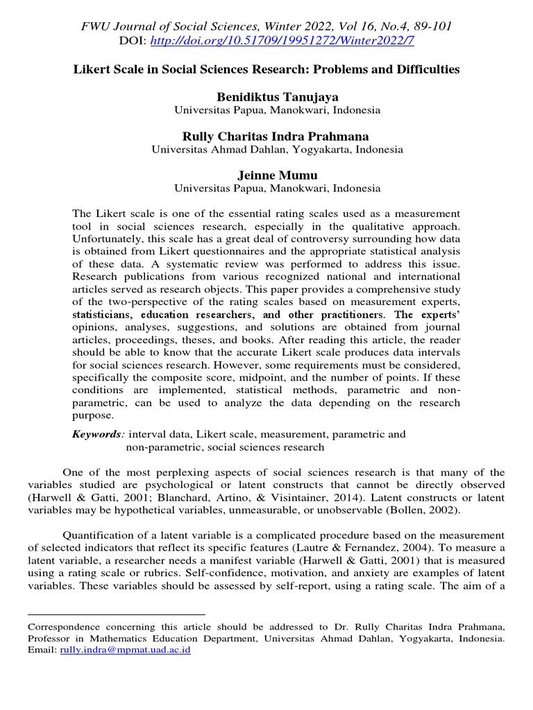 Challenges of Likert Scale in Research | PDF | Likert Scale | Statistics