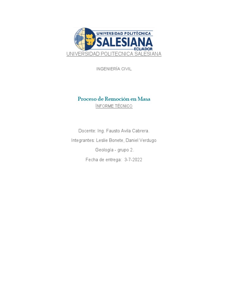 Proceso de Remoción en Masa | PDF | Represa | Ciencias de la Tierra