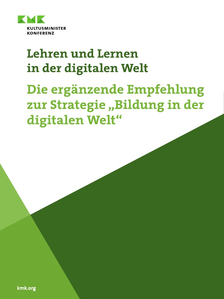 Lehren Und Lernen in Der Digitalen Welt Kulutministerkonferenz | PDF