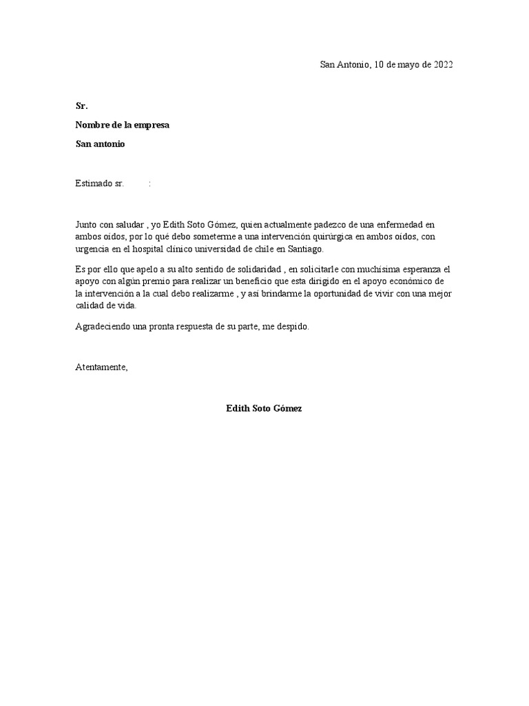 Carta para pedir donaci n pdf