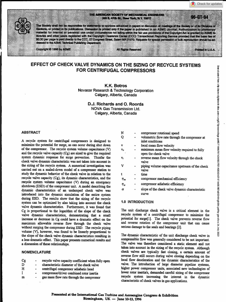 Compressor Discharge Check 1 PDF Fluid Dynamics Valve