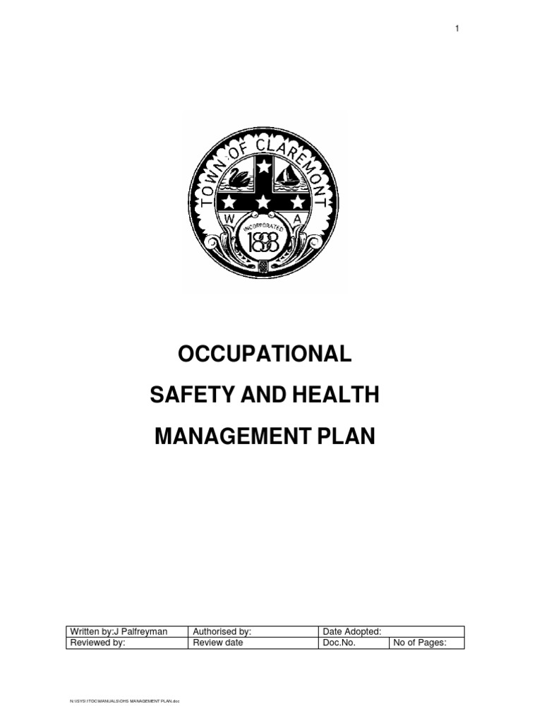 Sample Occupational Safety and Health Management Plan Free Download 2