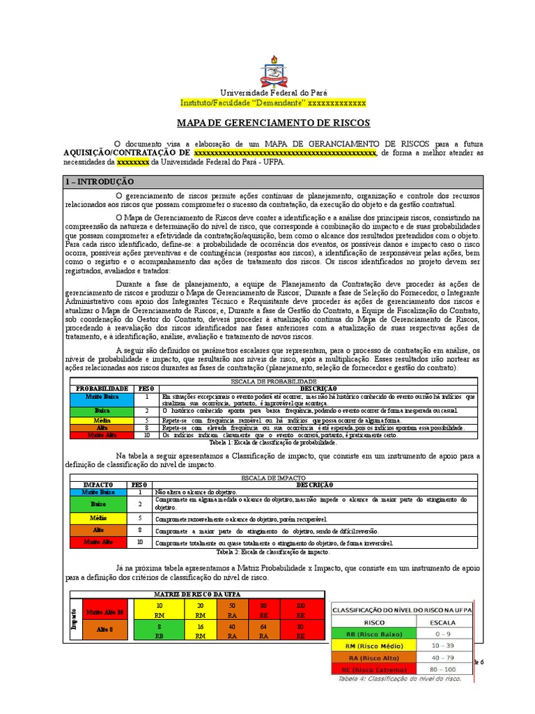 Mapa de Gerenciamento de Riscos UFPA | PDF | Risco | Avaliação de risco