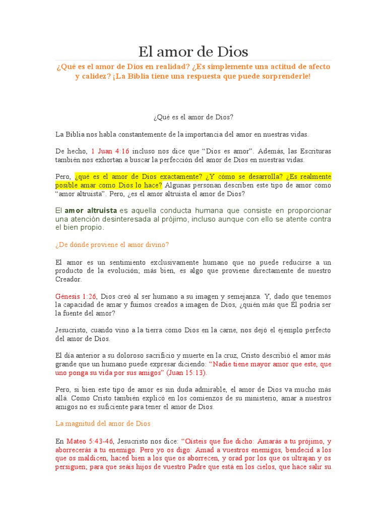 El Amor De Dios Pdf Amor Dios