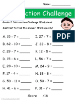 Grade 2 Subtraction Challenge Worksheet 3