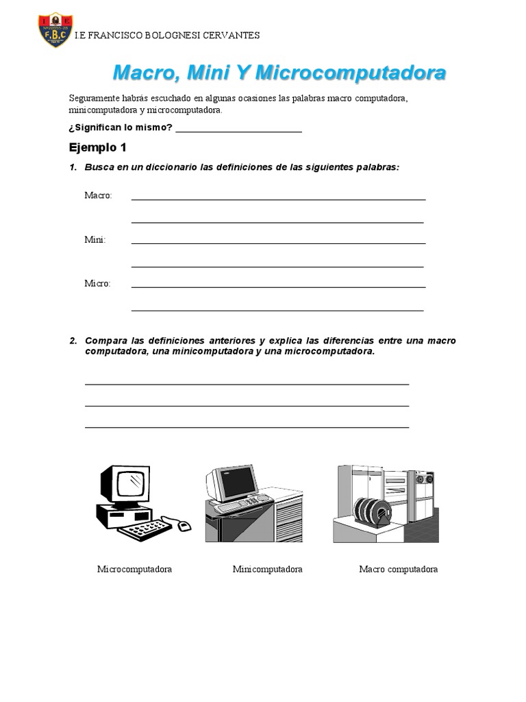 Tipos de Computadoras: Macro, Mini y Micro | PDF | Microcomputadoras ...