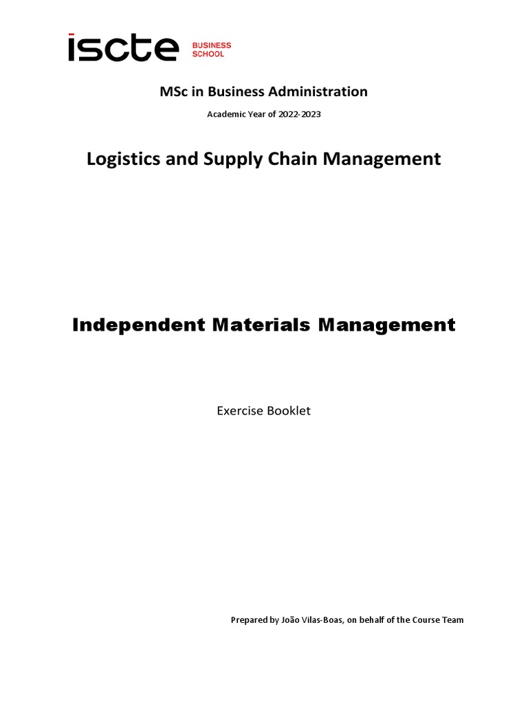 MSc Business Admin: Supply Chain Exercises | PDF | Logistics | Inventory