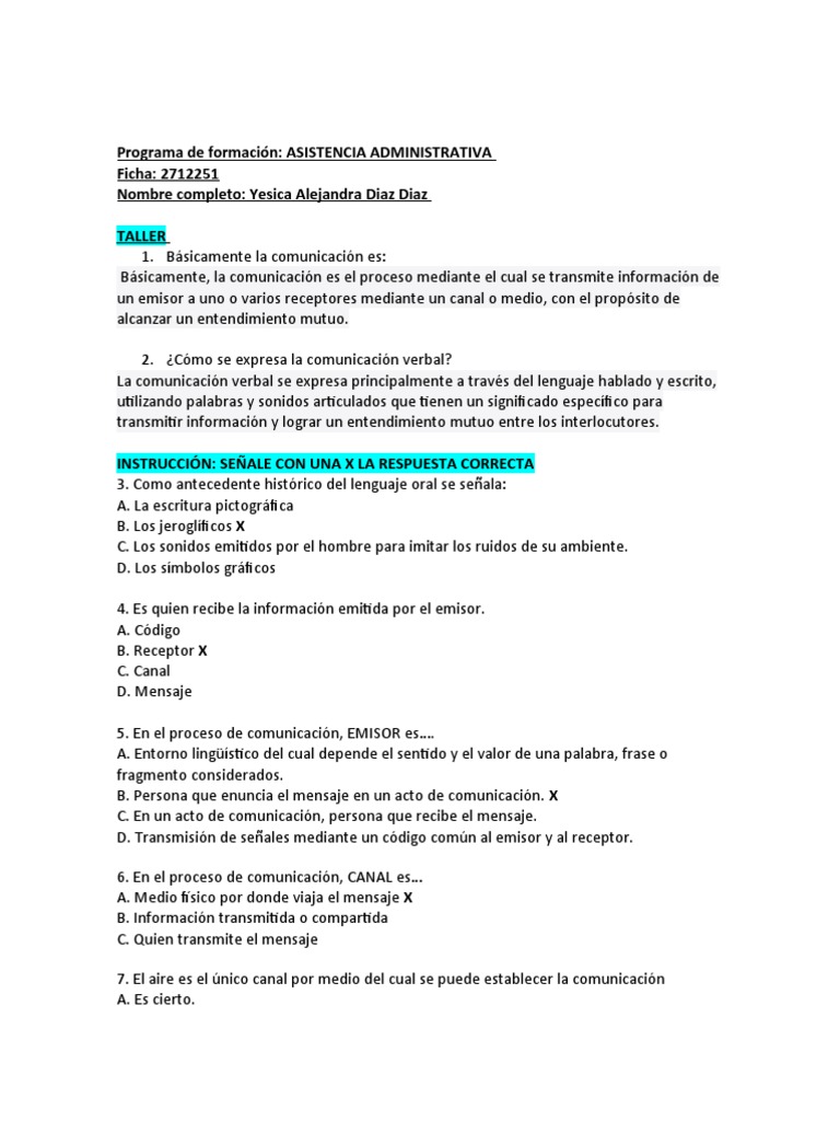 Taller de Comunicación: Elementos y Ejemplos | PDF | Comunicación ...