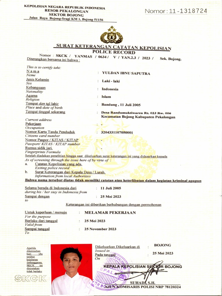 Scan - SKCK - Yuldan Ibnu Saputra | PDF
