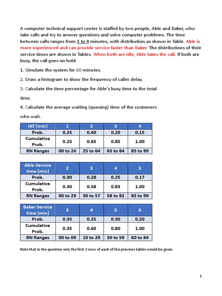 Computer Support Call Simulation Analysis | PDF | Computing | Computer ...