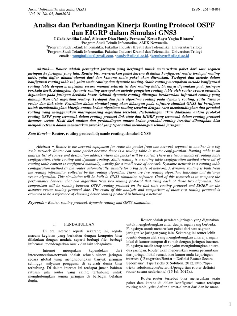 Analisa Dan Perbandingan Kinerja Routing Protocol OSPF Dan EIGRP Dalam ...
