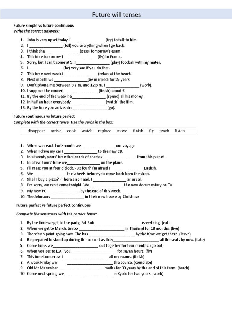 Future Perfect Tense Exercises | PDF | Grammatical Tense | Semantic Units