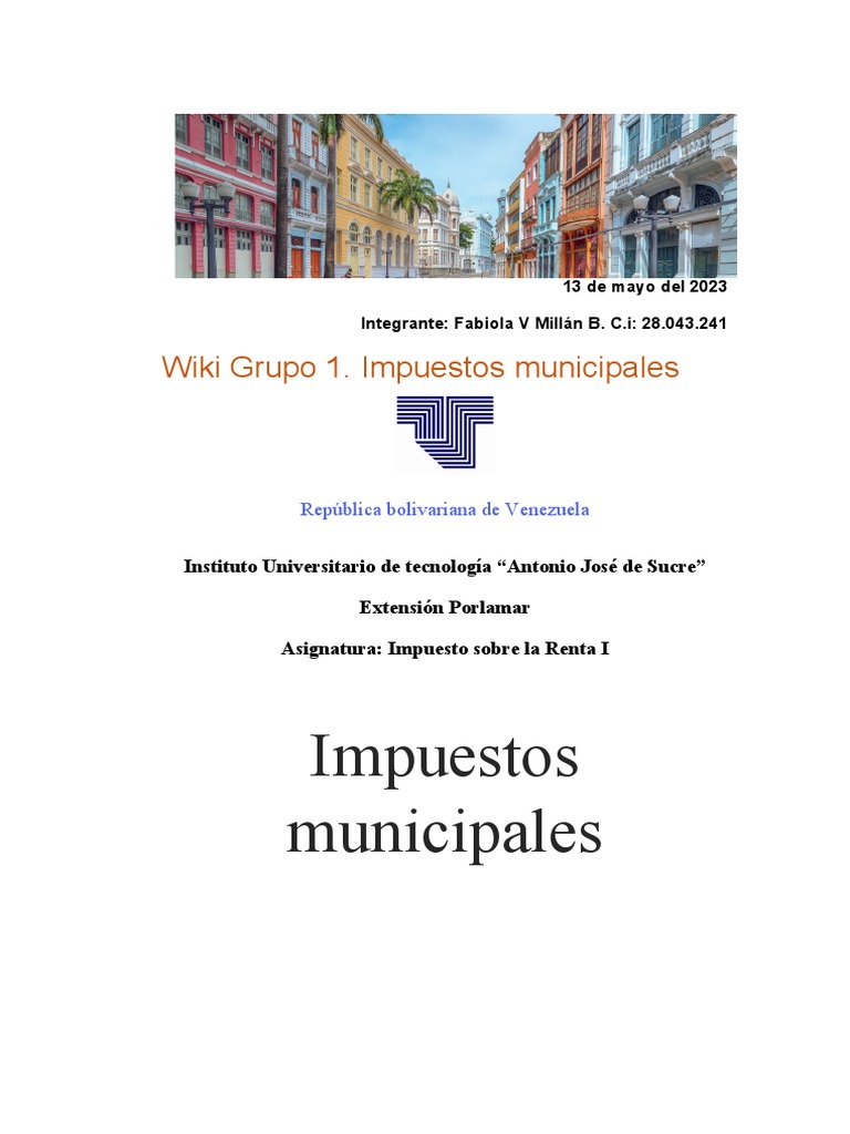 Impuestos Municipales en Venezuela | PDF | Impuestos | Gobierno