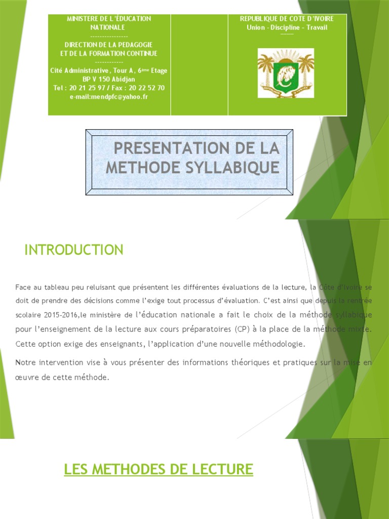 Méthode syllabique en Côte d'Ivoire | PDF | Cognition | Théorie de l ...