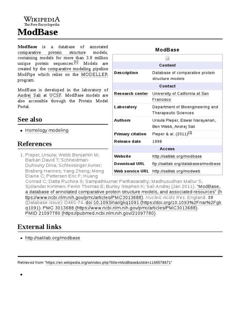 Mod Base | PDF | Biology | Computational Biology